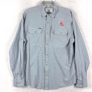 Poncho Shirt Mens L Gray Slim Fit Nylon Embroidered Fishing Performance Outdoors